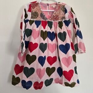 Pink Chicken New York Girls Heart Print Sequin Dress Pink Multi 3Y